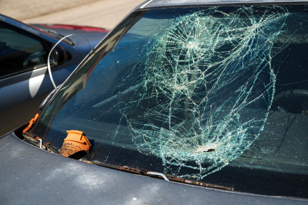 broken windshield