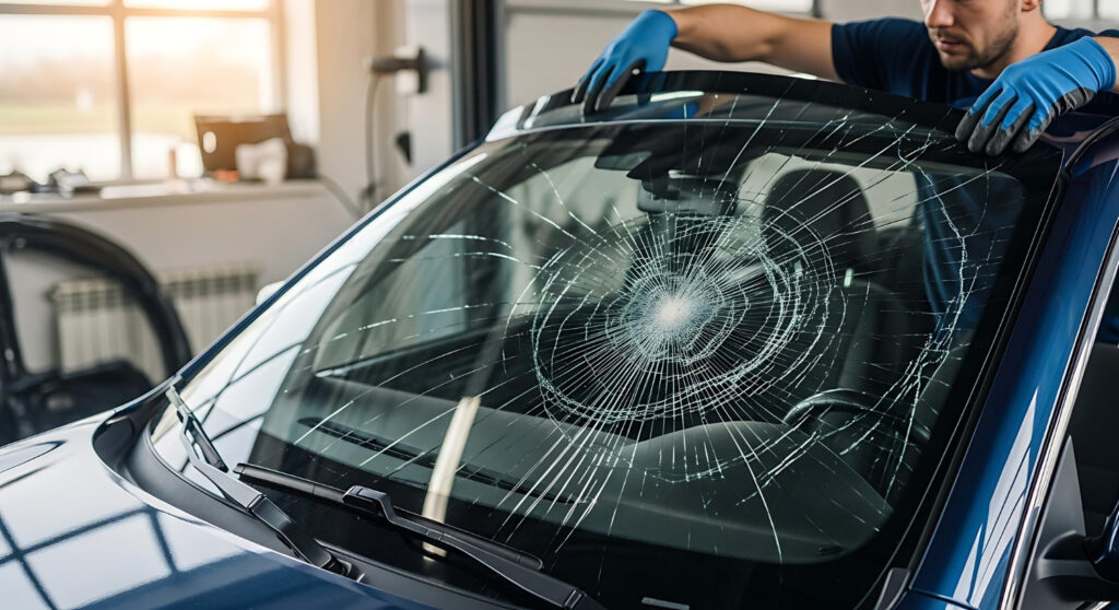 broken windshield